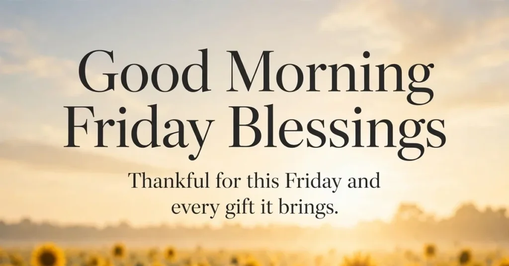 Good morning Friday blessings over a sunflower field