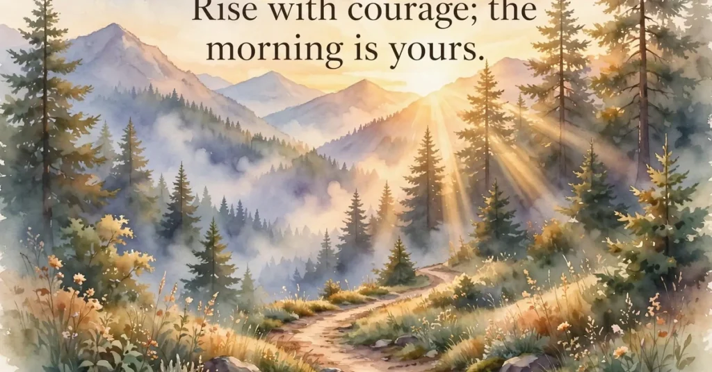 A winding mountain path at sunrise, a peaceful scene for sharing good morning blessings