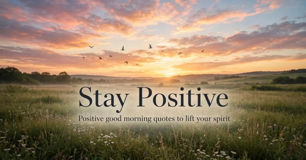 Colorful sunrise sky with birds — positive good morning quotes