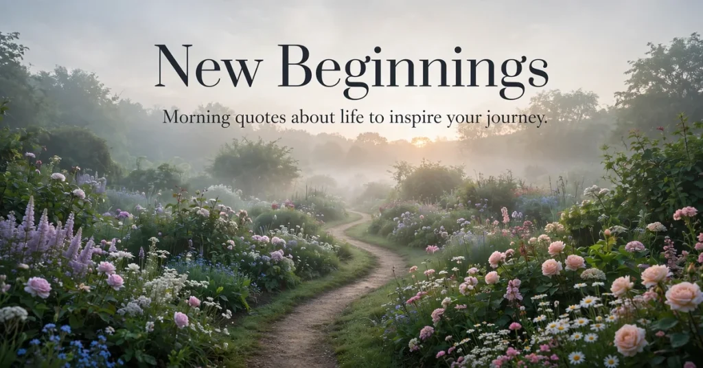 Path through a blooming garden at dawn