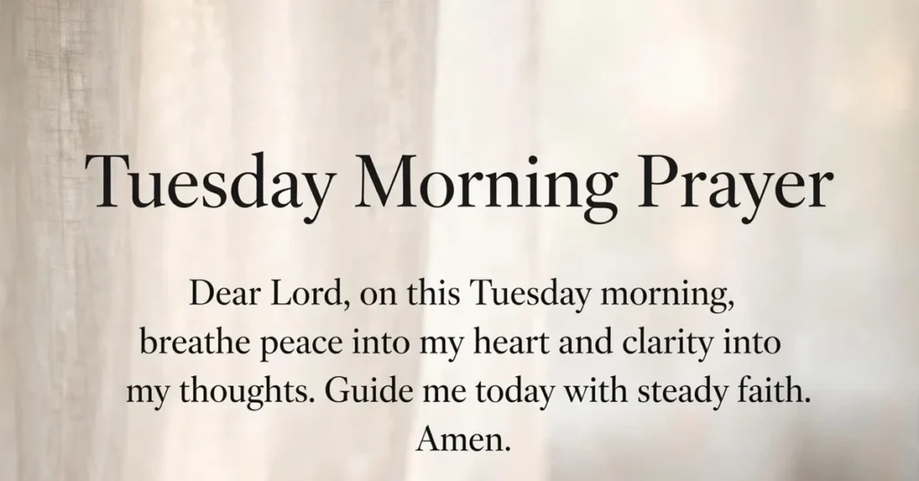 Good morning Tuesday blessings and prayer with folded hands and a wooden cross