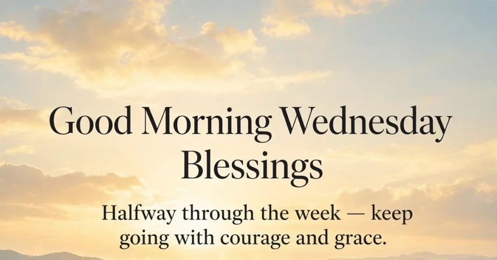 Good morning Wednesday blessings over misty hills at sunrise